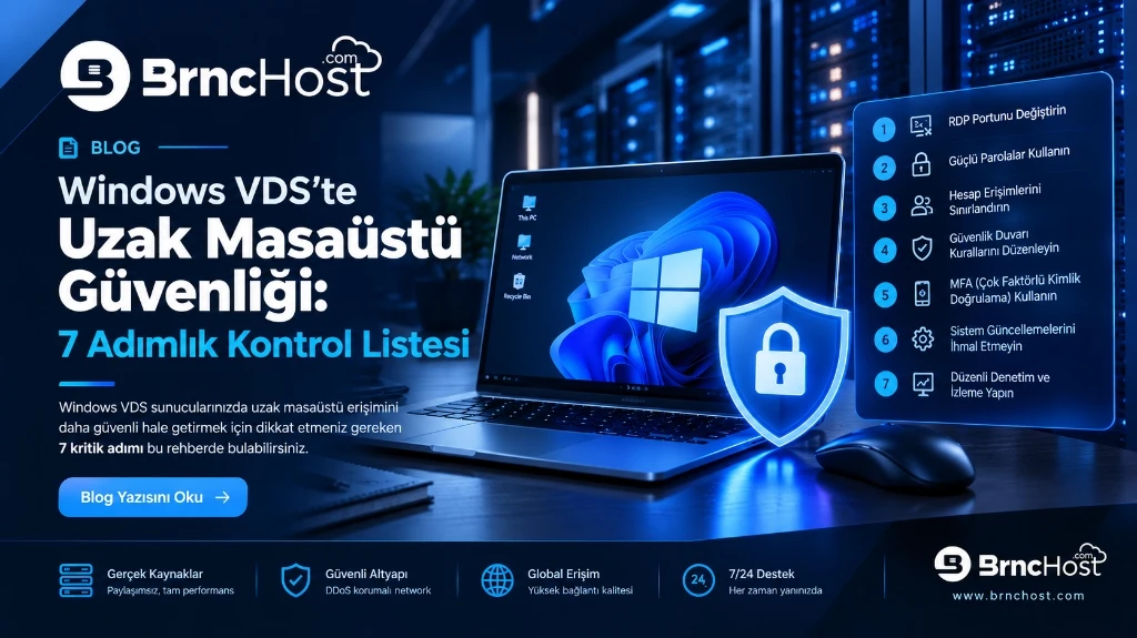 Windows VDS'te Uzak Masaüstü Güvenliği: 7 Adımlık Kontrol Listesi